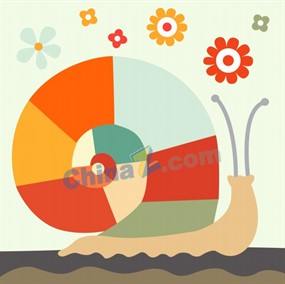 彩色蜗牛矢量素材